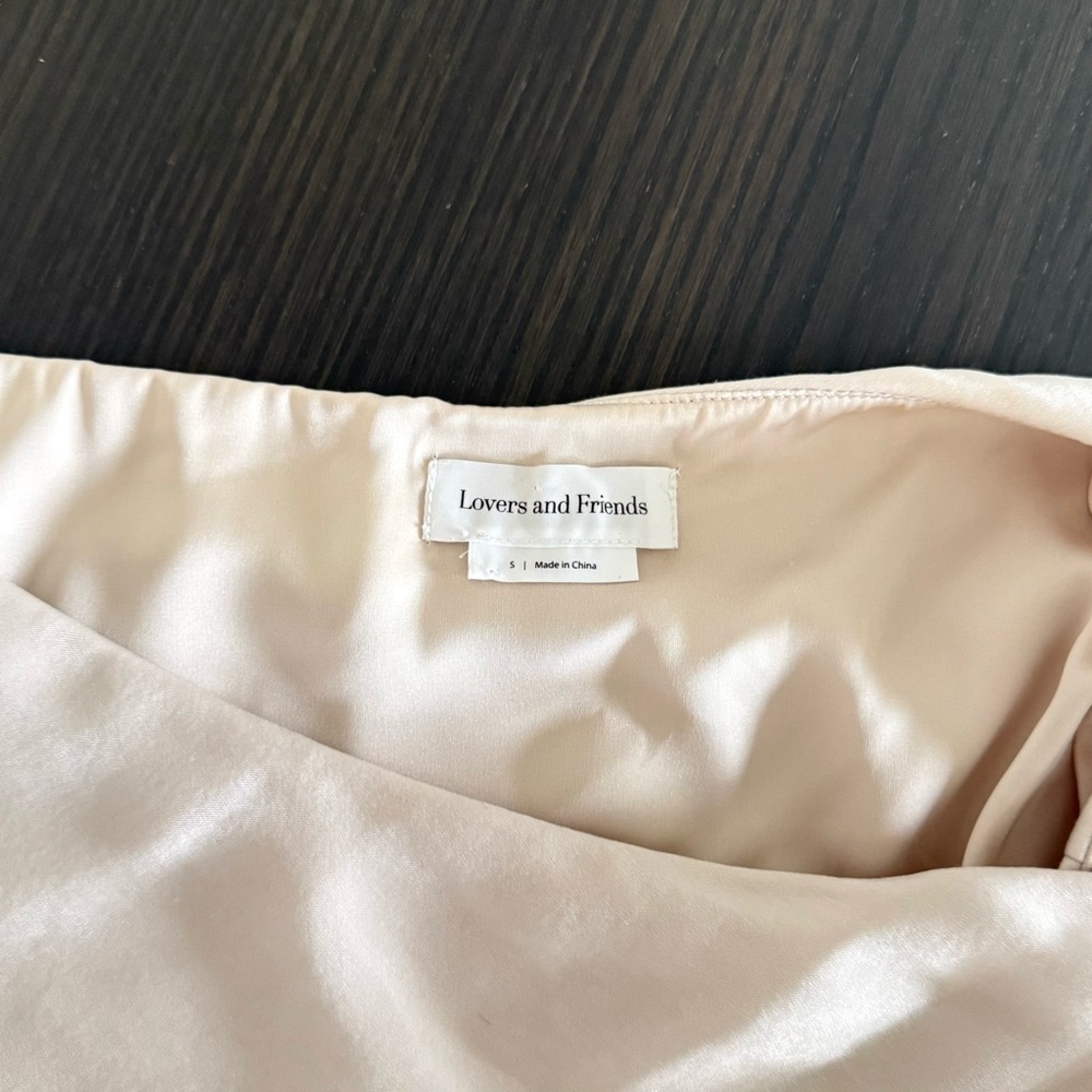 Lovers + Friends Hayden Gown One-Shoulder Long Women's Dress in Champagne Beige - Picture 10 of 10